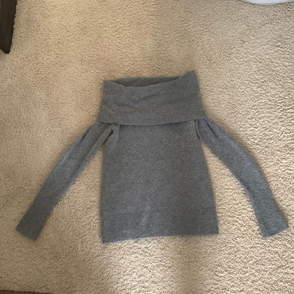 Grey knit off the shoulder J.Crew top